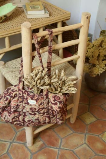 Suranne Diary Quilted Bowling Bag Cashmere Burgundy with handles
