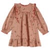 Emile et Ida Terracotta Embroidere Gingham Dress Vichy Broderie