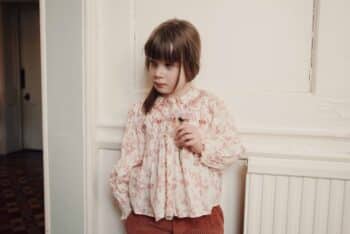 Emile et Ida Ecru Pink Smocked Blouse Rosalie