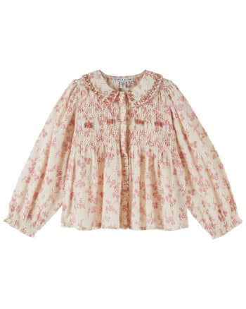 Emile et Ida Ecru Pink Smocked Blouse Rosalie