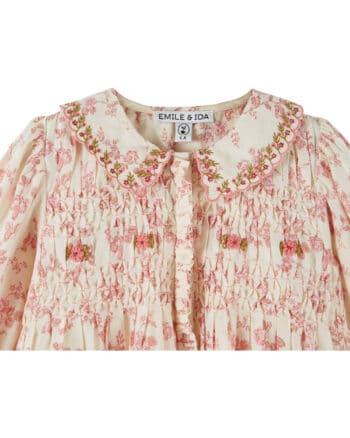 Emile et Ida Ecru Pink Smocked Blouse Rosalie