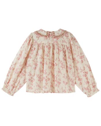 Emile et Ida Ecru Pink Smocked Blouse Rosalie