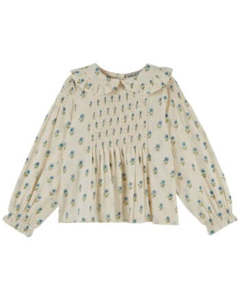 Emile et Ida Ecru Floral Smocked Blouse Scarlett