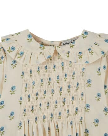 Emile et Ida Ecru Floral Smocked Blouse Scarlett