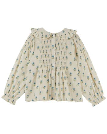 Emile et Ida Ecru Floral Smocked Blouse Scarlett