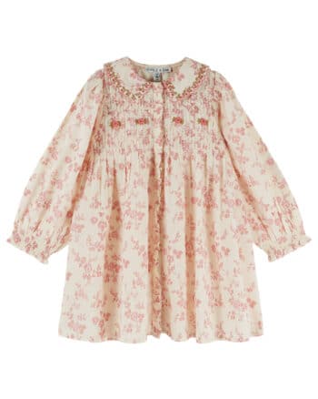 Emile et Ida Ecru Pink Smocked Dress Rosalie