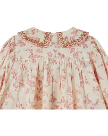 Emile et Ida Ecru Pink Smocked Blouse Rosalie