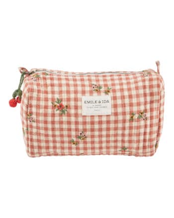 Emile et Ida Toiletries Bag Terracotta Gingham Vichy Broderie