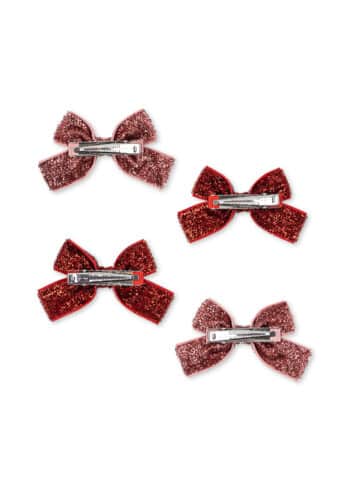 Konges Slojd 4 Pack Micki Bow Hair Clips Red Glitter / Rose Glitter 3 Konges Slojd 4 Pack Micki Bow Hair Clips Red Glitter / Rose Glitter