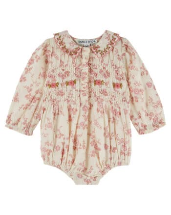Pink Floral Smocked Romper Rosalie