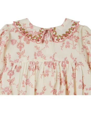 Emile et Ida Pink Floral Smocked Romper Rosalie - Image 6