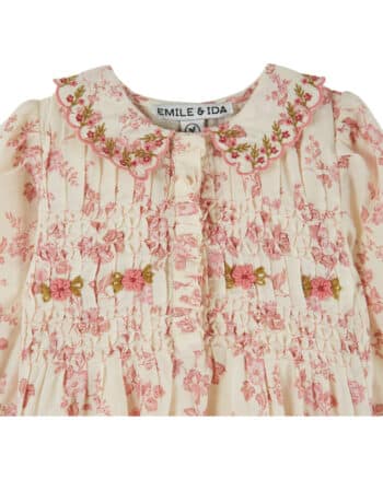 Alternative view of Emile et Ida Pink Floral Smocked Romper Rosalie