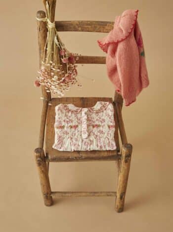 Emile et Ida Pink Floral Smocked Romper Rosalie - Image 5