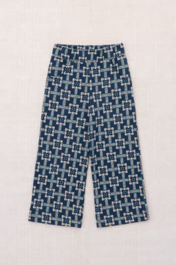 Misha and Puff A-Pant in Moonlight Railroad Floral print organic pima cotton featuring a wide-leg silhouette and a comfortable elastic waistband