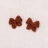 Misha and Puff Baby Puff Bow Set in Cedar brown featuring two hand-knit merino wool bow hair clips